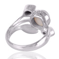 Bague en bijoux artisanaux en argent sterling 925 en grenat et perle